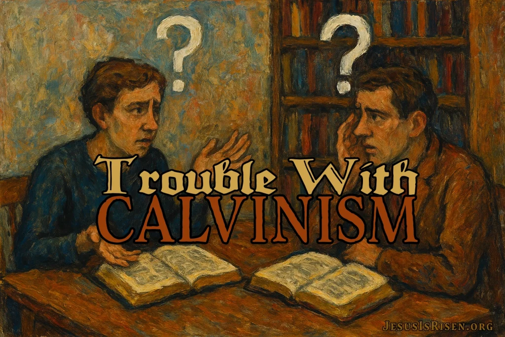 Two men sitting at a table discussing Scripture
